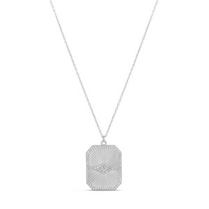 SHYMI Fluted Rectangular Evil Eye Necklace — .925 Sterling Silver, 14k Gold-Plated - Rhodium Plated, Cubic Zirconia Pavé Detailing, Adjustable Chain - 1 of 1