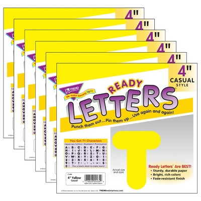 6pk 4" Casual Uppercase Ready Letters Yellow - TREND