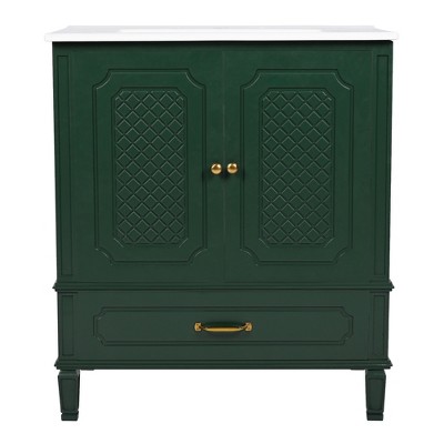 Christopher Knight Home Addy Modern 30" Bathroom Vanity with Ceramic Sink, Shelf and Drawer
