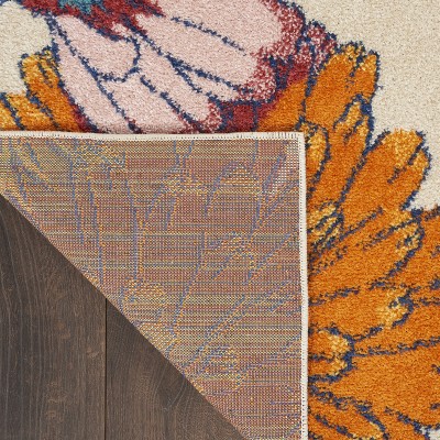 Allur Blossom Ivory Multicolor 8' x 10' Synthetic Easy-Care Area Rug