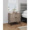 Sapphtopaz Modern Nightstand with 2 Vertical Textured Drawers Bedside Table with Splayed Gold Metal Legs & Handles Night Stand for Bedroom - 2 of 4