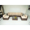 Cesicia 7-Piece Blue Sofa Set With Black PE Rattan Frame, Garden Patio Wicker Sectional Sofa Set with Coffee Table for Backyard, Porch, Balcony - 2 of 4
