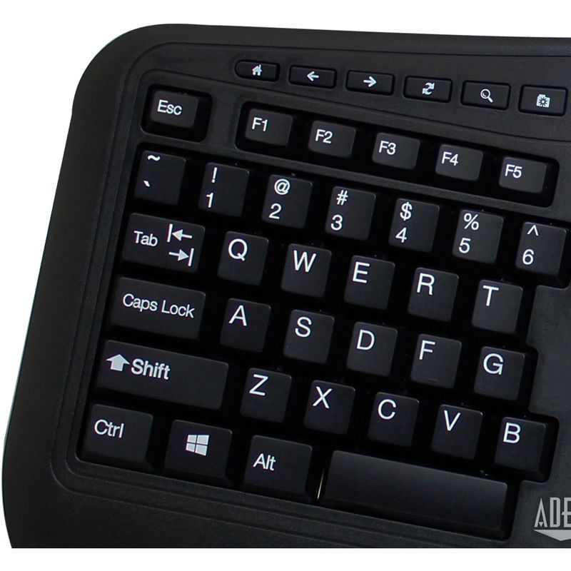 Adesso Tru-Form Media 1500 - Wireless Ergonomic Keyboard and Laser Mouse - USB Wireless RF Keyboard - 105 Key - English (US) - Black, 3 of 7