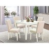 Modern 5Pc Dining Set - Square Table & 4 Chairs - Light Beige Fabric - Small Space Dining Room Furniture - 2 of 4