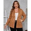 Plus Size Women's Suede Jacket Long Sleeve Casual Blazer Coat Soft Faux Leather Outerwear - 4 of 4