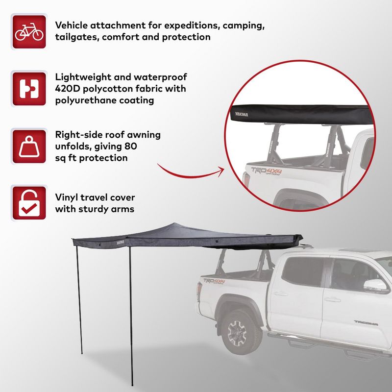 Yakima MajorShady 270 RH Vehicle Roof Mounted Awning Outdoor Rugged Vinyl Travel Cover 80 Square Feet Sun Protection Tent, Black, 3 of 7