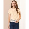 Allegra K Women's Curved Hem Sheer Short Sleeves Floral Lace Blouse - 3 of 4