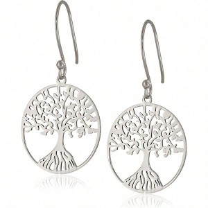 Sterling Silver Tree of Life Dangle Earrings Fashionable Temperament, Low Allergy Suitable for Women - 1 of 4