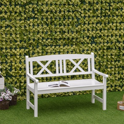 White Wooden 4FT Outdoor Garden Bench with X-Shape Back