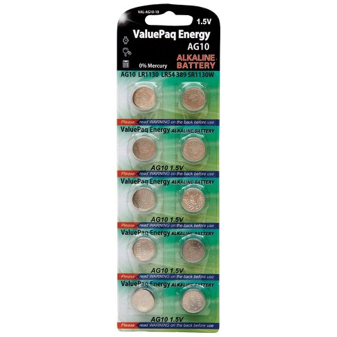 Dantona® Valuepaq Energy Ag10 Alkaline Button Cell Batteries, 10 Pack. :  Target