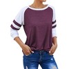 Nlife Women Stripe Splice Shirt Long Sleeve Crew Neck Colorblock Blouse - 2 of 4