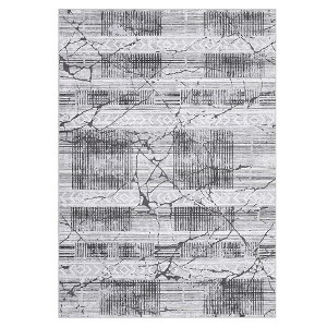 100% Polyester Towel Fabric Carpet - 200g Fleece Weight, Total 980Gsm, TPR Washable Foldable Bottom, Bohemian Style, Moyan Time-Space Design - 1 of 4