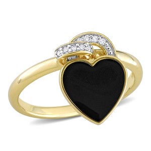 EVERLY JEWELRY |Yellow Plated Sterling Silver 0.06 CT TW Diamond Fashion Ring - 1 of 4