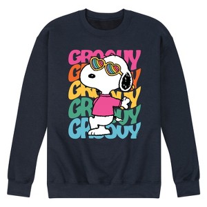 Men's - Peanuts - Groovy Stacked Graphic Fleece Sweatshirt - 1 of 4