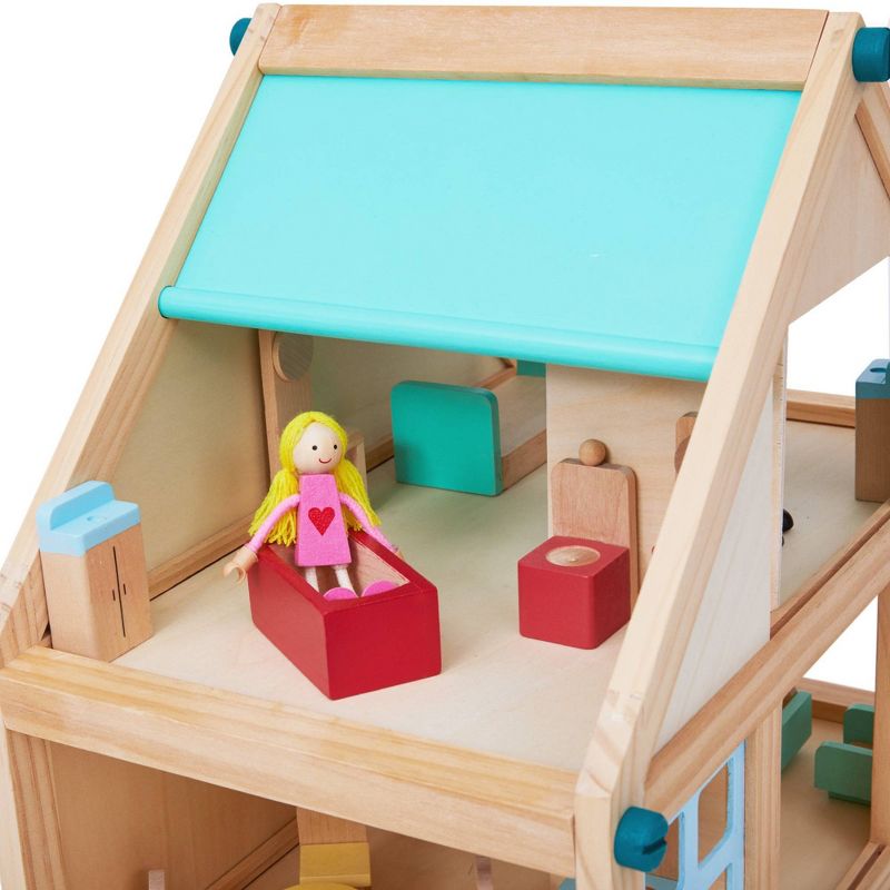 Olivia&#39;s Little World Kids Buildable Furnished Wooden Dollhouse for 3.5&#34; Dolls, 5 of 10