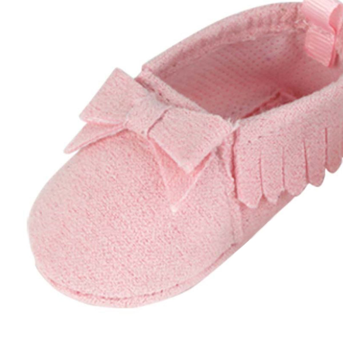 Sophia’s Small Adorable Mix & Match Suede Slip-On Moccasin Ballet Flat Shoes with Fringe Details and Bows for 15” Baby Dolls - thumbnail 2