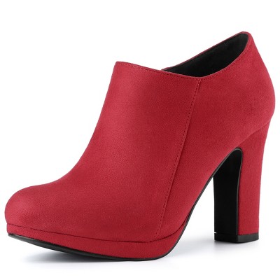 Allegra K Women's Platform Round Toe Chunky Heel Ankle Booties