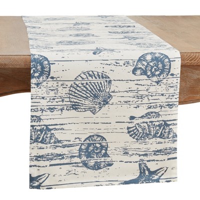 Saro Lifestyle Nautical Design Table Runner, Blue, 14