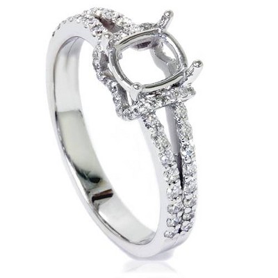 Pompeii3 1/2ct Split Shank Diamond Engagement Ring Setting 14K White Gold - Size 6.5