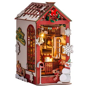 ROBOTIME 3D Puzzles DIY Miniature Dolls House Kit Wooden Puzzle, Book Shelf Decoration, Unique Holiday Gifts, Multicolored, 8.58"*5.35"*9.72" - 1 of 4