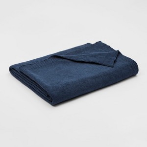 Twin Marled Chenille Bed Blanket Blue - Threshold
