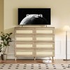 GustoWave 8 Drawer Rattan Dresser, 47.2" x 15.7" x 39.4" Rattan Chest of Dressers with Solid Wood Legs, Natural - 2 of 4