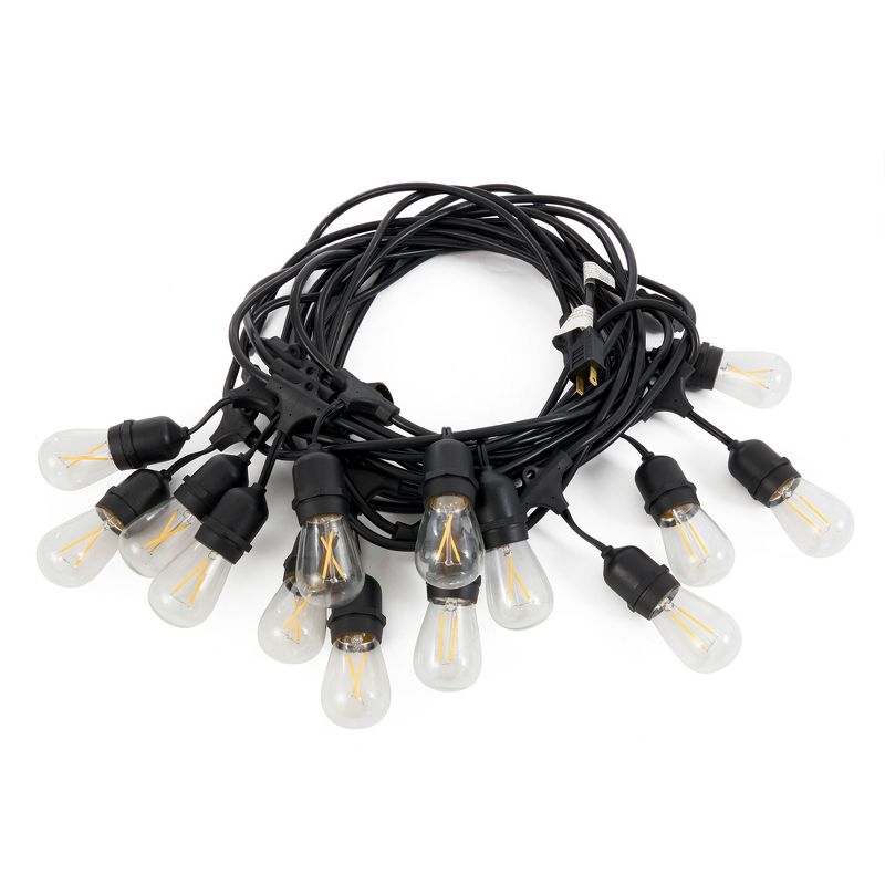 Brightech Ambience Pro Outdoor String Lights with 16 Hanging Sockets & Black LED Edison Bulb for Outside, Backyard, Cafe, Patio, or Porch, 1 of 8