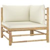 VidaXL 3 Piece Patio Lounge Set with Cream White Cushions Bamboo - 3 of 4
