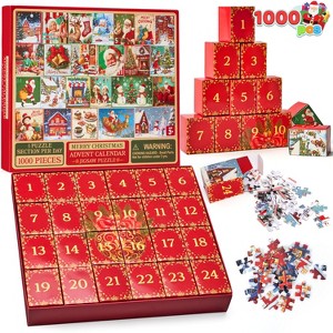 Joyfy 2025 Christmas Advent Calendar Puzzle – 1000-Piece Holiday Countdown for Families & Kids (24 Days of Puzzle Fun)" - 1 of 4