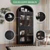 CuisinSmart 72in Tall Arched Bookshelf, Modern Farmhouse Bookcase with 4 Glass/Wood Doors & Open Shelf, Freestanding Display Cabinet Organizer - 4 of 4