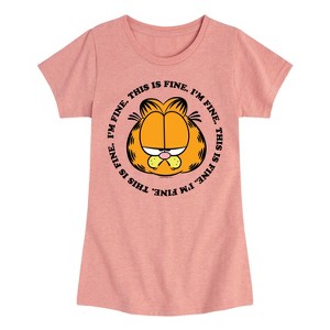 Girls' - Garfield - I'm Fine This Is Fine Fitted Short Sleeve Graphic T-Shirt - 1 of 4