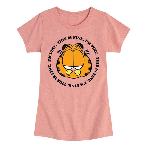 Girls' - Garfield - I'm Fine This Is Fine Fitted Short Sleeve Graphic T-Shirt - image 1 of 4