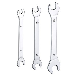 Unique Bargains CR-V Steel Mirror Polished Ultra-Thin Small Flat Head Double Open End Wrenches 3 Pcs 6x7mm / 8x9mm / 10x11mm - 1 of 4