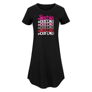 Women's - Barbie - Stacked Barbie Vday Graphic T-shirt Dress - 1 of 4