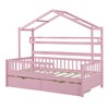 Full/Twin Size Platform Bed With 2 Drawers, Storage Shelf, Guardrail, Pine Frame Twin Size House Bed, No Box Spring Required - 2 of 4