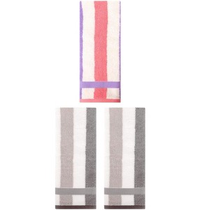 REGALWOVEN 3 Pack Striped Cotton Bathroom Decorative Hand Towels 13" x 29" - 1 of 4