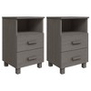 vidaXL Bedside Cabinets HAMAR 2 pcs Light Gray 15.7 in.x13.8 in.x24.4 in. Solid Wood - 2 of 4