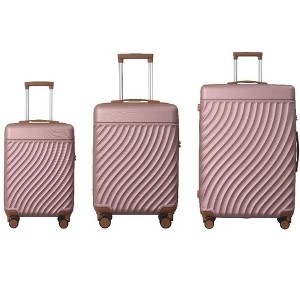 3-Piece ABS Hardshell Luggage Set, Suitcases with Spinner Wheels and TSA Lock (20", 24", 28"), Grey - 1 of 4