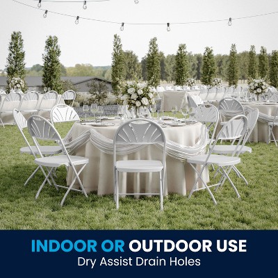 White Powder-Coated Steel Mid-Back Folding Chairs, Set of 2