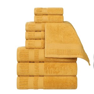 Ribbed Textured Border Zero Twist Cotton Medium Weight Towel Set by Blue Nile Mills - 1 of 4