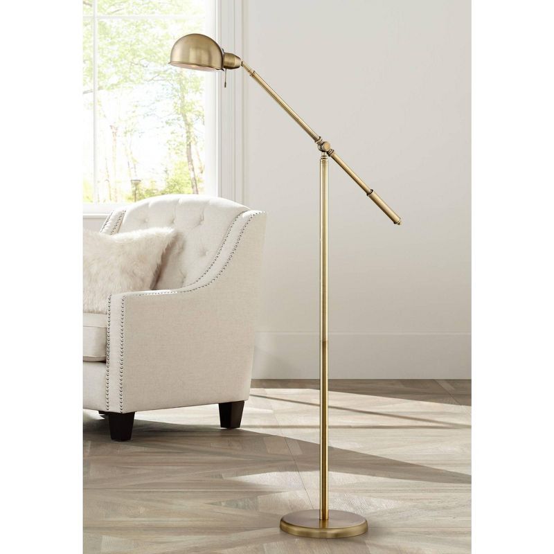 360 Lighting Dawson Traditional Pharmacy Floor Lamp 55" Tall Brass Metal Adjustable Boom Arm Dome Head for Living Room Reading Bedroom Office, 3 of 13