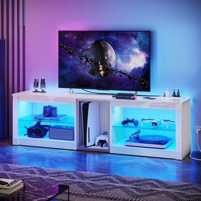 Bestier 63 Inch LED TV Stand with Glass Shelves
