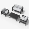 LayinSun Outdoor Aluminum Furniture Set, 4 Pieces Patio Sectional Conversation Chat Sofa Modern Seating Set with Coffee Table - 2 of 4