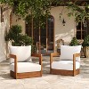 TiramisuBest Wood Outdoor Club Chair with Curved Tub Design & Water-Resistant Cushions,All-Weather for Patio or Garden,Teak/Beige - 2 of 4