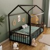 KTMBDW Twin/Full Floor Bed with Fence, Twin/Full Size Montessori Floor Beds with Roof, Metal House Bed Frame for Girls, Boys, Easy Assemble - 3 of 4