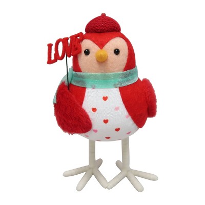 6.25" Fabric Valentine's Day Bird Figurine Holding 'Love' Sign - Spritz™