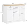 Yukimo 40"H White and Oak Modern Kitchen Sideboard Buffet Cabinet with 3 Drawers and Adjustable Shelves, Storage Island for Dining Room & Living Room - 3 of 4