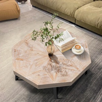 CENGHU Modern Farmhouse Coffee Table, Living Room Center Table with Storage Shelf, Tea Table, Side Table for Dining Room, Bedroom