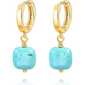 Gold Huggie Hoop Earrings with Pearl Drop Charms - Handmade Karma Circle Jewelry, Lightweight Christmas Gift - 1 of 4