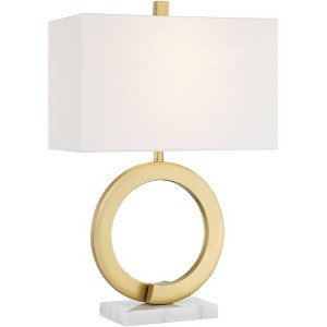 360 Lighting Bryce 24 3/4" High Ring Modern Table Lamp Gold Finish Metal Single White Shade Living Room Bedroom Bedside Nightstand House Office - 1 of 4